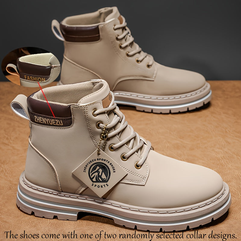 Stivali Uomo Alti Stile British College - Tan/Marrone con Allacciatura