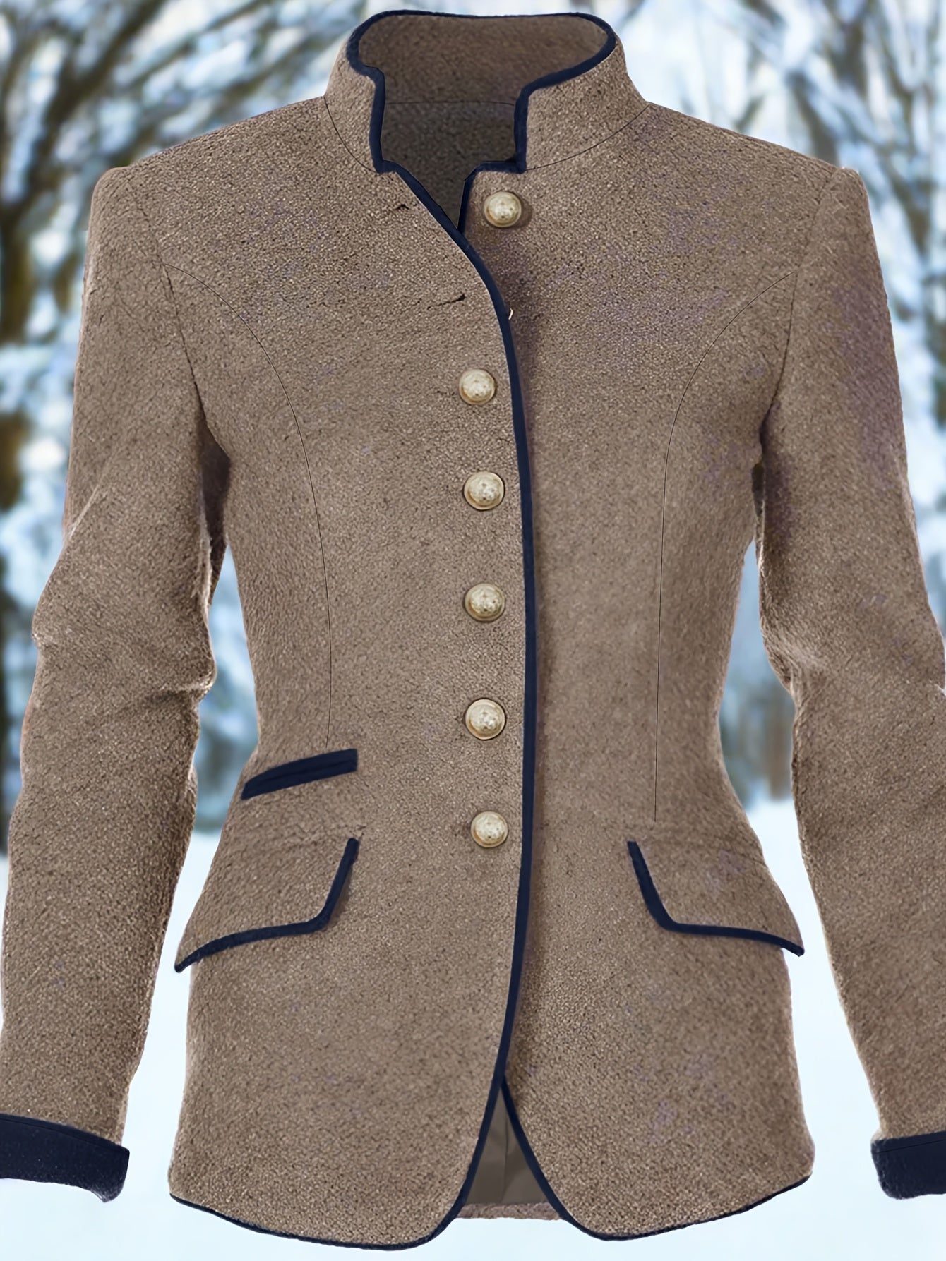 Women'S Vintage Blazer - Elegant Office to Party Jacket, Structured Fit Long Sleeve Coat with Button Front Closure, Chic Fall/Winter Outerwear for Women, Professional Attire Jacket, Classic Design, Durable Fabric, Stylish Jac