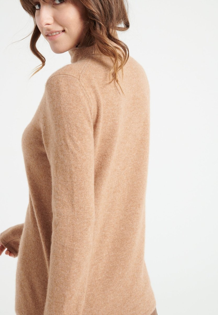 Maglione Collo Alto Cashmere Camel Donna - Lilly